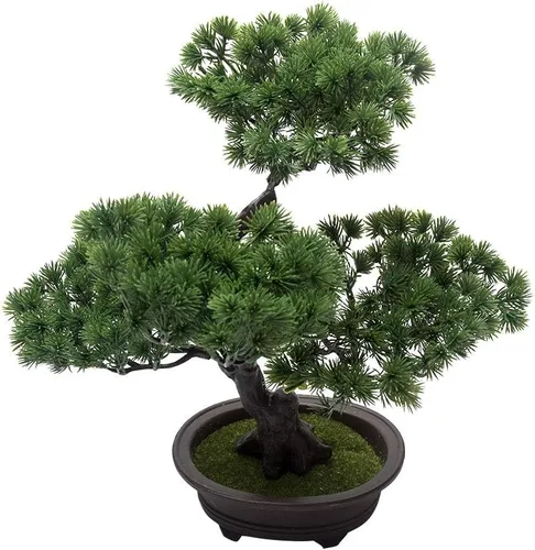 Vista 7 de Árbol de pino bonsái artificial, planta sintética de 11 pulgadas en maceta, adornos falsos para maceta, planta de bonsái de cedro japonés