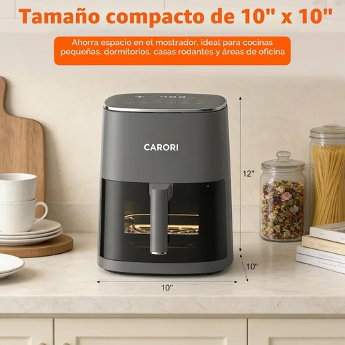 Vista 8 de CARORI Freidora de aire de 6 cuartos con ventana de visión, 12 preajustados, gran capacidad, 400 ℉ máximo crujiente, 1700 W comidas rápidas incluso