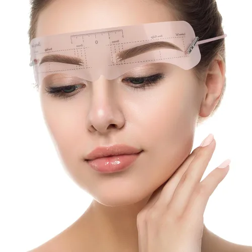 Vista 3 de 12 plantillas reutilizables para cejas, plantilla de cejas con banda elástica para principiantes (distancia de cejas 0.8-1.4 in)