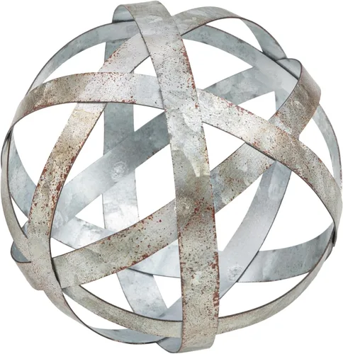 Vista 4 de Esfera decorativa: rojo envejecido de 4.5 x 4.5 pulgadas y galvanizado envejecido de 4 x 4 pulgadas y negro y dorado de 7 x 7 pulgadas, paquete