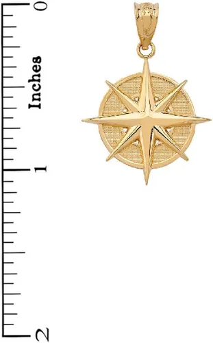 Vista 2 de Collar con dije de símbolo de estrella celestial de estrella del norte de oro de 10 quilates certificado