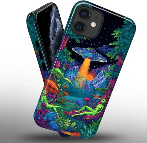 Vista 2 de Funda para iPhone 11 Funda, Diseño de Plantas de Nave Espacial Alienígena - Protección Dual Híbrida Silicona + PC Duro Resistente a Golpes Cubierta