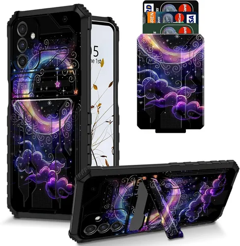 Vista 57 de Funda para Galaxy S21 FE 5G 2022 con soporte, funda de doble capa de policarbonato duro de TPU suave, estampado de vaca, estampado animal