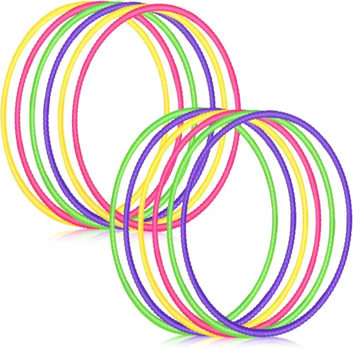 Vista 11 de Sratte 12 aros de juguete desmontables y ajustables para niños, anillo de ejercicio de color, círculo de plástico para niños y adolescentes,