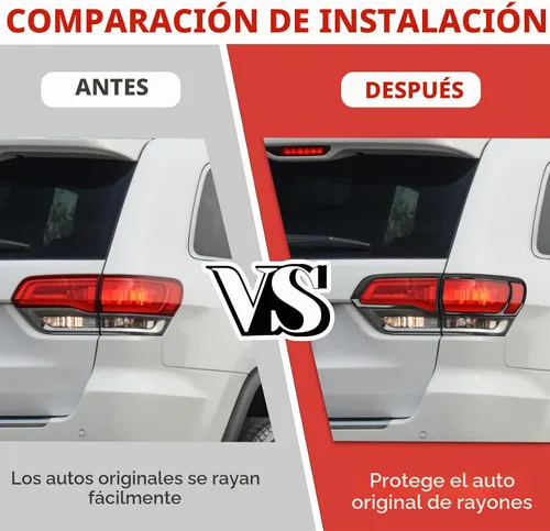 Vista 7 de Jimen Bisel de cubierta de la luz trasera compatible con Jeep Grand Cherokee 2014-2020 (negro)