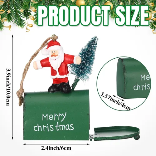 Vista 2 de Soaoo 3 piezas de mini buzón de correo adornos para árbol de Navidad, divertidos soportes para dinero, adornos de letras a Santa buzón de Navidad