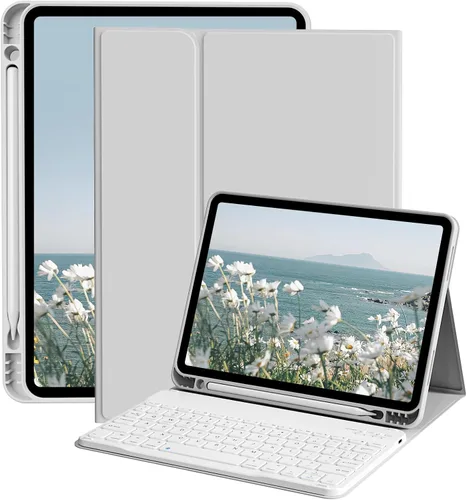 Vista 9 de kenke Funda para iPad de 9ª/8ª/7ª generación con teclado de 10.2 pulgadas Gris