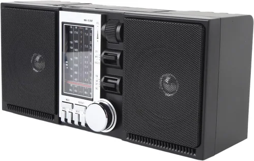 Vista 8 de PUSOKEI Radio AM FM SW, radio portátil de onda corta con altavoces duales de 5 W, reproducción de tarjeta SD USB, radio recargable para uso