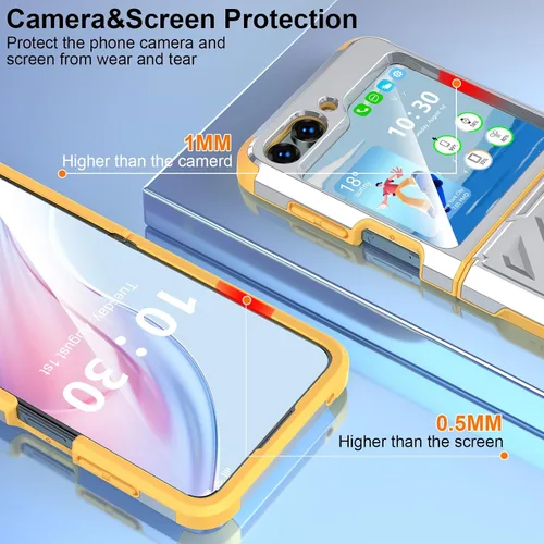 Vista 3 de Funda compatible con Z Flip 5 con protección de bisagra para Samsung Flip 5, resistente, a prueba de golpes, carcasa protectora de cuerpo completo