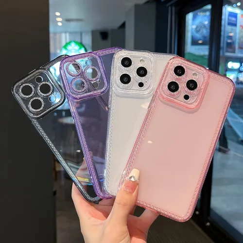 Vista 6 de ZTOFERA Funda transparente brillante para iPhone 11 Pro Max, funda protectora de silicona TPU suave, color rosa