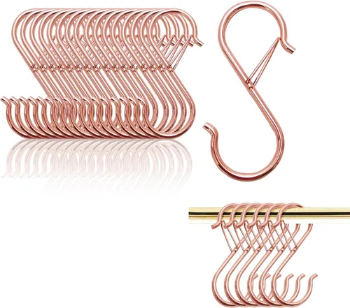 Vista 19 de Ganchos en S para colgar, resistentes con diseño de hebilla de seguridad, ganchos en forma de S para utensilios de cocina, sartenes, barra