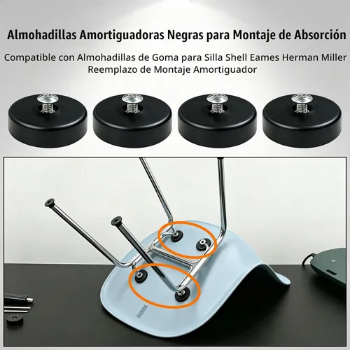Vista 2 de Soporte de choque compatible con almohadillas de goma para silla Eames