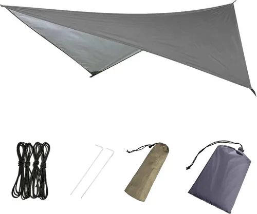 Vista 12 de Azarxis Hamaca de lona para camping, mosca de lluvia, toldo impermeable para tienda de campaña, toldo de tela para picnic para senderismo al aire