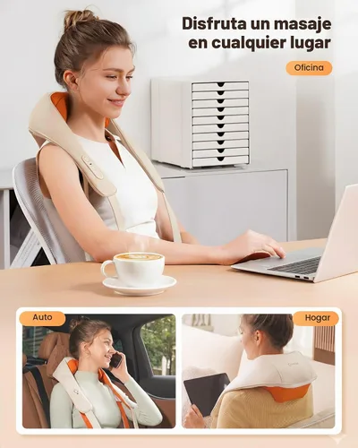 Vista 6 de KNQZE Masajeador de cuello inalámbrico para aliviar el dolor de tejido profundo con calor