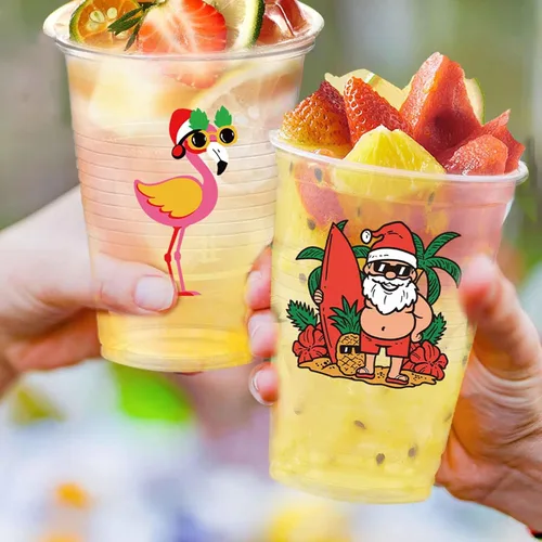 Vista 8 de Vasos de fiesta lindos suministros de fiesta de dibujos animados de 12 onzas tazas de plástico reutilizables decoraciones de fiesta de dibujos Julio