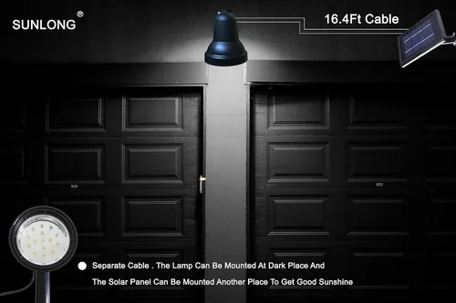Vista 9 de SUNLONG Focos solares para exteriores, impermeables, brillantes, luz de pared LED, luz de inundación de seguridad, alimentada por energía solar