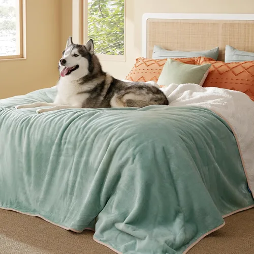 Vista 70 de Bedsure - Mantas impermeables para perros pequeños - Manta de felpa de sherpa con impresión suave lavable para perros y gatos, protector de muebles