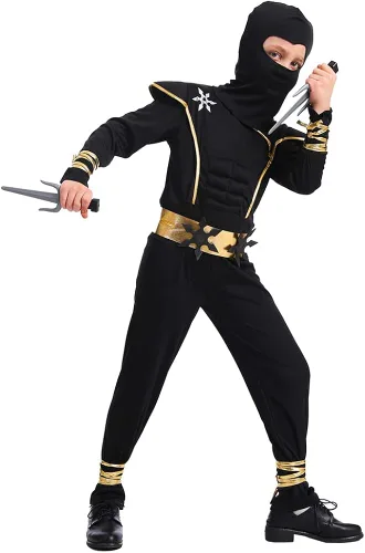 Vista 5 de Dsplay Boys Ninja Costume Cosplay Child Muscle Ninja Outfit Halloween