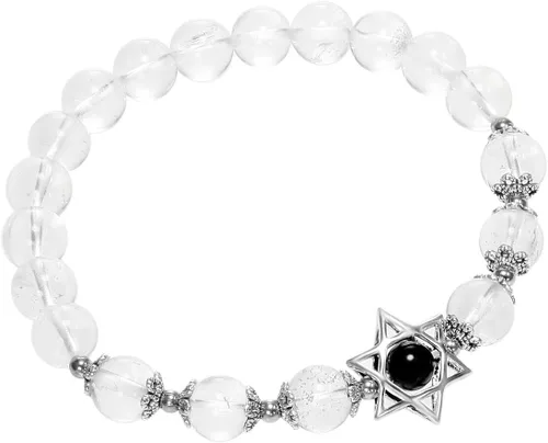 Vista 3 de TUMBEELLUWA Pulsera con cuentas Hexagrama Estrella Curativa Cristal Semipreciosa Piedra Estirada