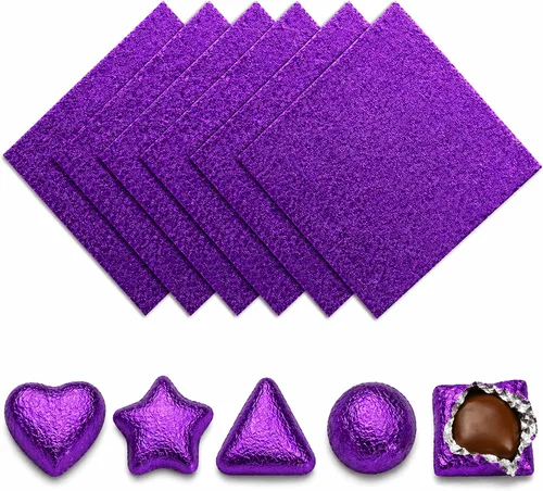 Vista 3 de 200 envoltorios cuadrados de papel de aluminio de papel de aluminio para decoración de envases de dulces (3.9 x 3.9 pulgadas) diseño de cáscara