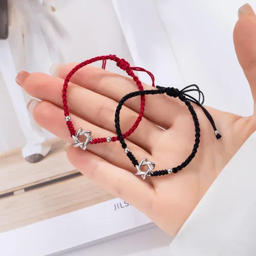 Vista 5 de Pulsera de cuerda roja con estrella de David para mujer, amuleto de la suerte, magen David, joyería, regalos de Navidad