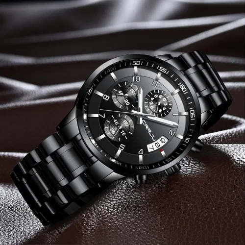 Vista 6 de CRRJU - Relojes de moda para hombre de acero inoxidable, cronógrafo, impermeables con fecha, de pulsera, correa de acero inoxidable, resistente al