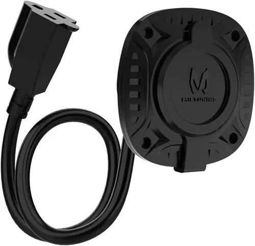 Vista 8 de MICTUNING Enchufe de puerto de CA de 13Amp 125V con cable de extensión integrado de 16 pulgadas y tapa resistente al agua, color negro