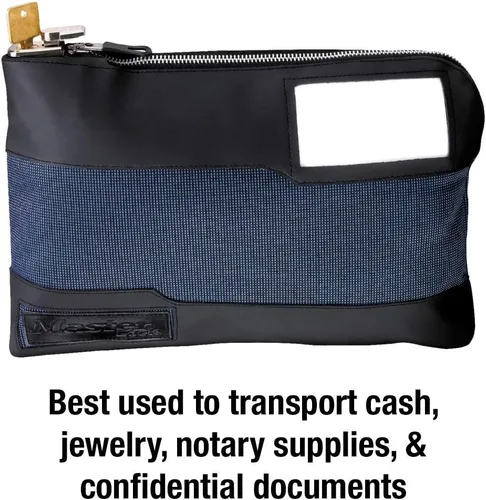 Vista 8 de Bolsa con cierre de seguridad 7120D de Master Lock, 10" x 8 5/8" x 1 7/8", Azul, 7120D Bolsa de dinero portátil con bloqueo para transportar