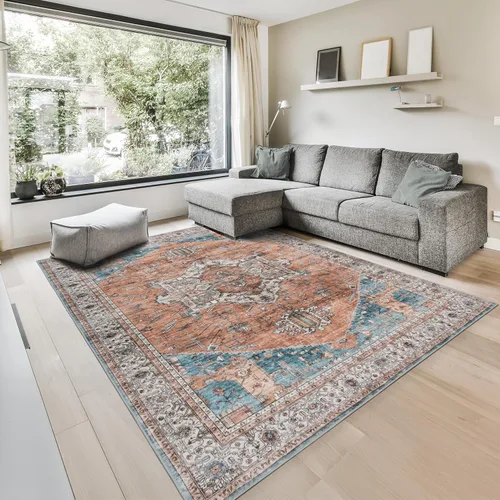 Vista 235 de GLN Rugs Traditional Collection - Alfombra de felpilla lavable a máquina, tradicional lavable, antideslizante, alfombra de felpilla de pelo corto