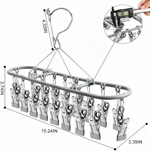 Vista 5 de percha de calcetines para secar sujetador rack ropa interior panty bebé Gris oscuro (20 clips)