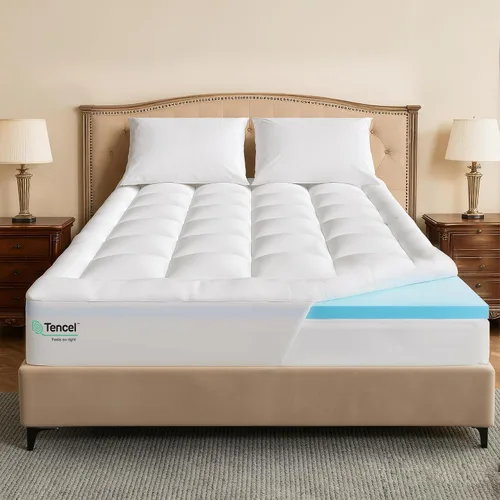 Vista 12 de Cubrecolchón de espuma viscoelástica de 4 pulgadas, soporte medio de doble capa de espuma viscoelástica de gel de 2 pulgadas y colchón de 2 pulgadas