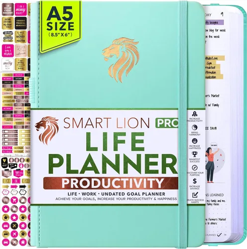 Vista 12 de Life Planner - Agenda diaria, semanal y mensual sin fecha con sección de presupuesto, un viaje de 12 meses para aumentar la productividad