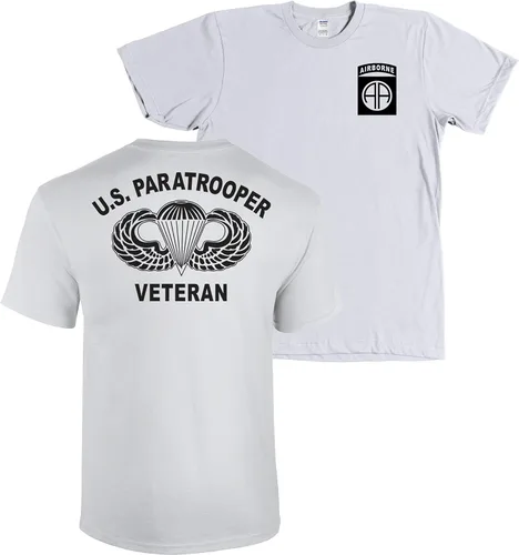 Vista 4 de 82nd Airborne Army Paracrooper Veteran Jump Wings Blacked Out Camiseta gris oscuro USA NUEVO