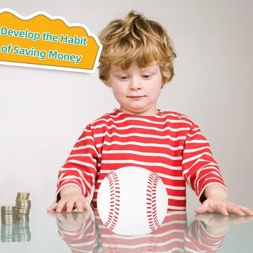 Vista 5 de H&W Alcancía de béisbol para niños, inastillable, con temática de deportes de béisbol, regalo para niños