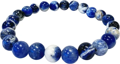 Vista 534 de Gem Avenue Handmade Round Bead Stretch Bracelet Unisex Natural Stone Beaded Jewelry for Men & Women, Elastic Wristband for Daily Wear
