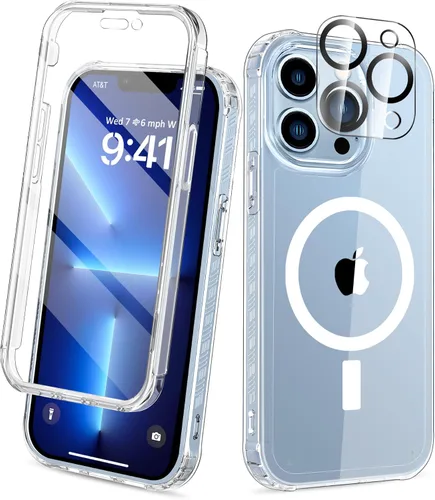 Vista 39 de Funda para iPhone 15 de cuerpo completo, protector de pantalla integrado, con protector de lente de cámara, [antiamarilleamiento], funda protectora