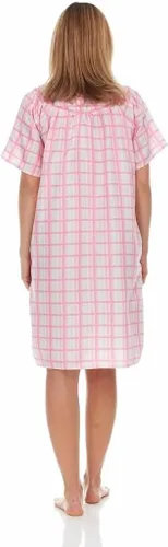 Vista 4 de Women's Snaps Front Closure House Dress Short Sleeve Woven Housecoat Duster Lounger Robe