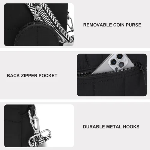 Vista 6 de JEEHAN - Bolsos bandolera acolchados para mujer, bolsos de hombro de diseño, monedero pequeño
