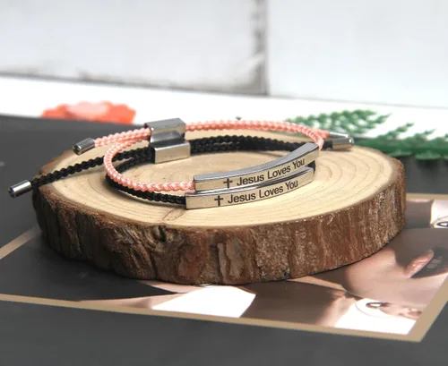 Vista 7 de LIU JUN WWJD - Pulseras de tubo para mujer, con texto en inglés "What Would Jesus Do", ajustable, trenzadas a mano, de acero inoxidable para mi