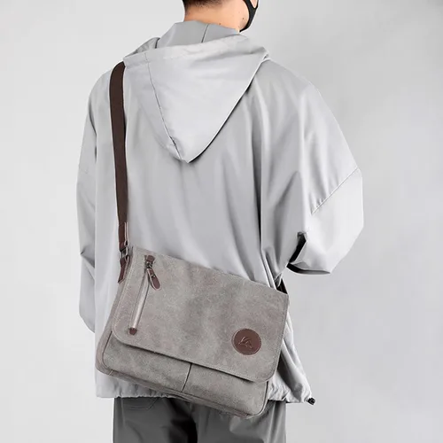 Vista 3 de ZHIERNA Bolsa de lona pequeña de mensajero, bolsa cruzada para hombres y mujeres, para el trabajo escolar
