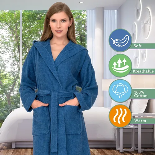 Vista 5 de TowelSelections Bata de baño con capucha de algodón de alta calidad para mujer, batas de tela de rizo suave para mujer, XS-3X