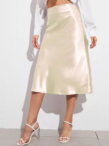 Vista 3 de Verdusa - Falda midi elegante acampanada y de cintura alta para mujer