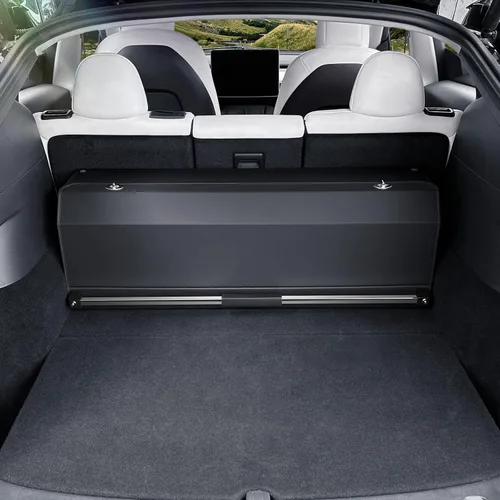 Vista 8 de Organizador de maletero de automóvil, organizador de almacenamiento resistente con tapa y asa de empuje, organizador plegable de cuero para SUV