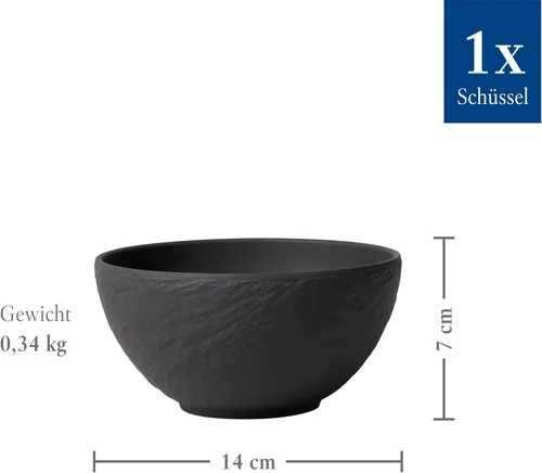 Vista 4 de Villeroy & Boch Manufacture Rock Rice Bowl, 14.5 oz, porcelana premium, fabricado en Alemania, negro mate