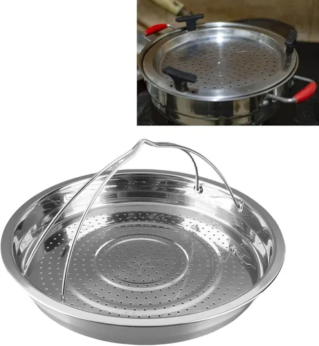 Vista 7 de Omabeta 304 Stainless Steel Vegetable Steam Basket with Handle for Efficient Cooking in High Pressure Pot (Large Size 3.8x7.8cm)