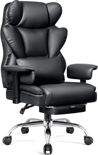 Vista 9 de BESTFAIR Silla de Oficina Grande y Alta - Silla Ejecutiva de Servicio Pesado 400 LBS con Soporte Lumbar y Reposapiés, Silla de Escritorio Ergonómica