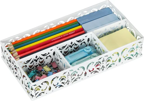 Vista 9 de EasyPAG - organizador de cajón de colección, labrado con patrón de flores, Negro
