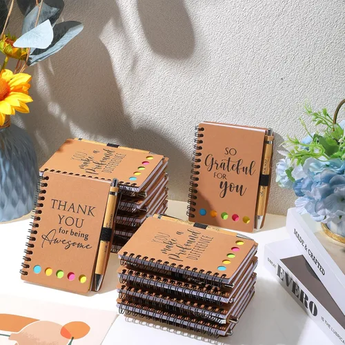 Vista 6 de Honoson Juego de 10 cuadernos inspiradores a granel con notas adhesivas y bolígrafo de bambú, regalos de agradecimiento para profesores, enfermeras