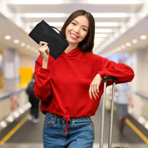 Vista 6 de NGIL Neceser colgante de viaje con purpurina para animadoras y equipos de baile, organizador de artículos de tocador y neceser para mujer, bolsa