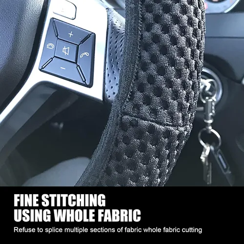 Vista 4 de Tesnaao Pack-1 Funda para volante de coche, malla de masaje 3D de seda de hielo transpirable sin anillo interior, protector antideslizante de agarre